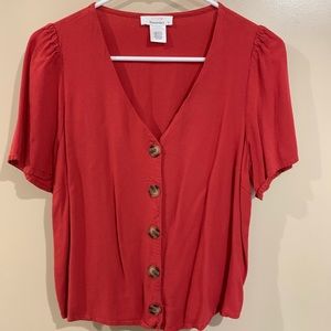 Urban Romantics coral color M top with buttons